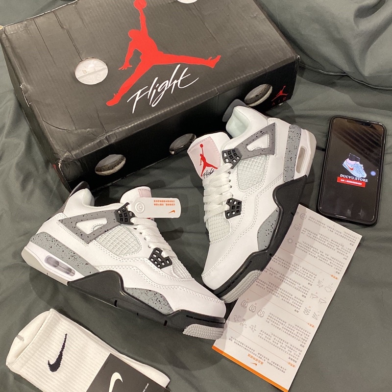 GIÀY JD4 RETRO WHITE GRAY SC [ FULL BOX + FREE SHIP ]