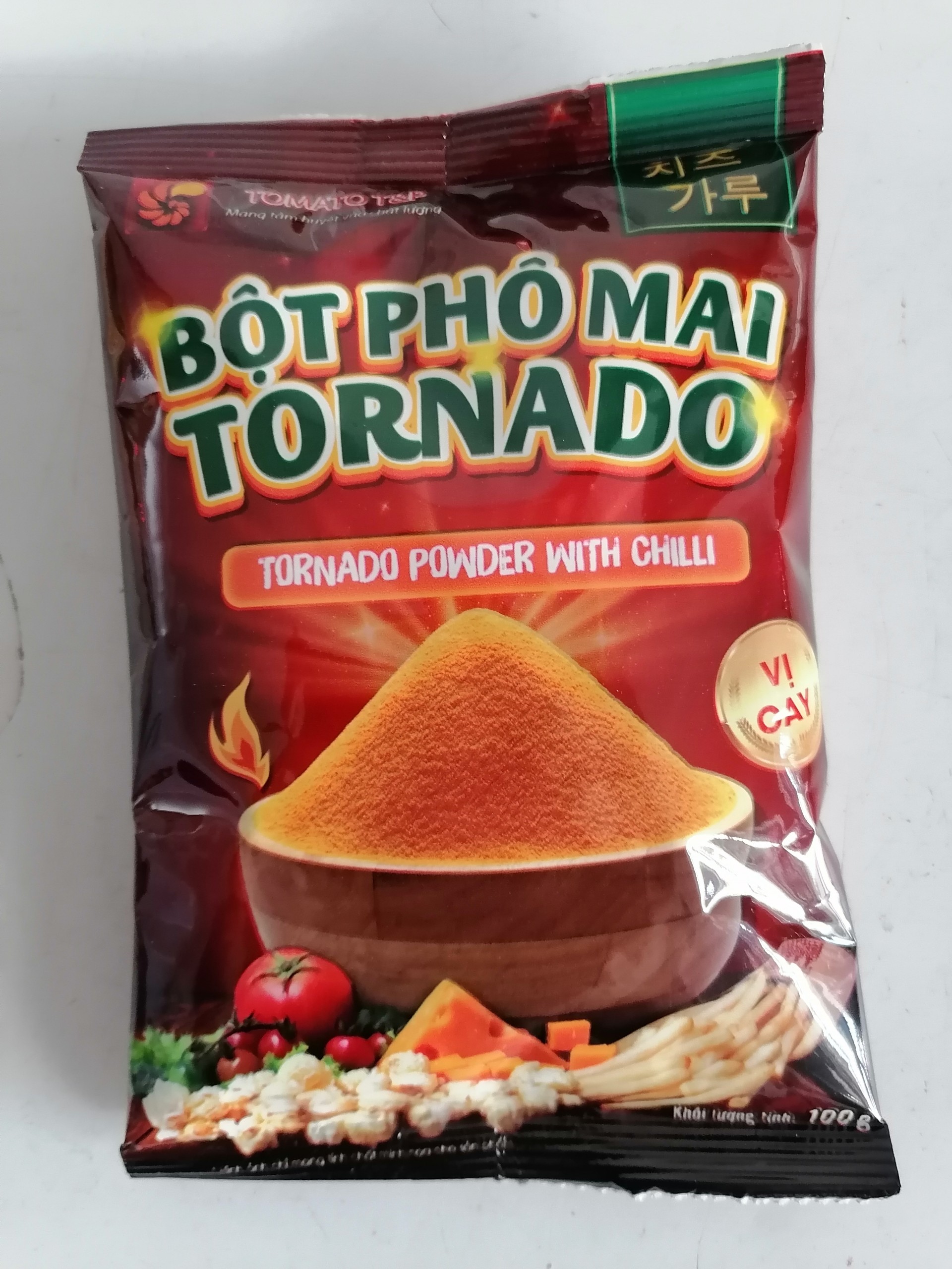 100g Cay Bột phô mai lắc Tornado VN TOMATO T&P Spicy Chesse Taste Powder