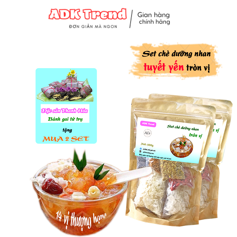Set chè dưỡng nhan tròn vị chè dưỡng nhan tuyết yến 14 vị thượng hạng