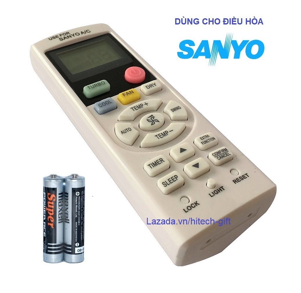 Remote Điều Khiển Máy LạnH SANYO Điều Hòa SAP-KCRV12WGS Kèm Pin
