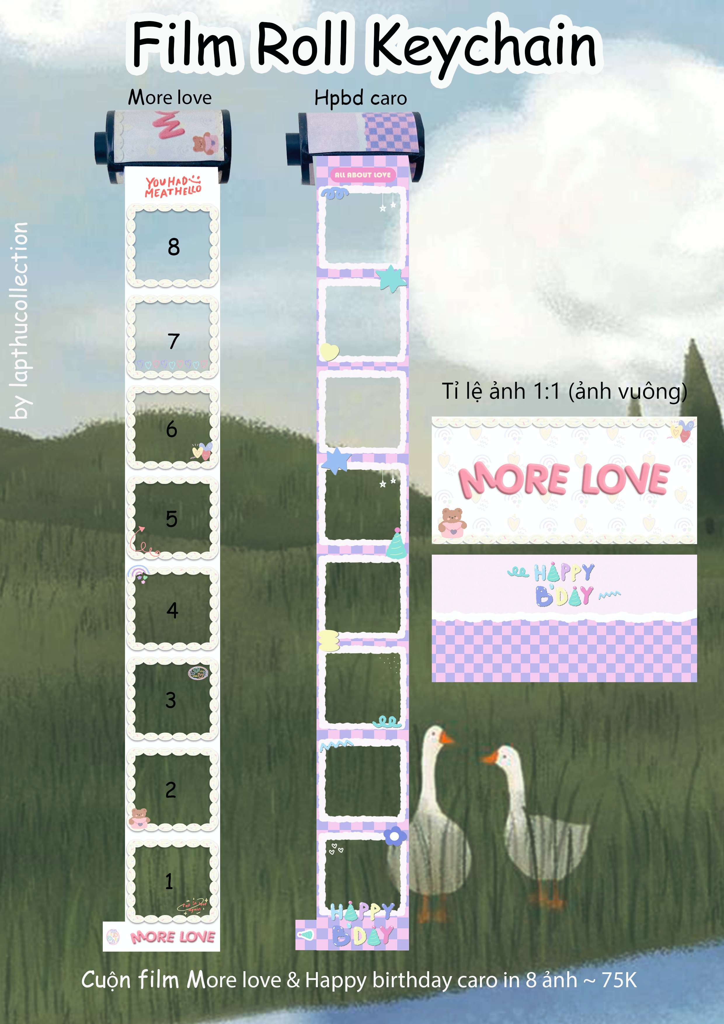 𝐌𝐨́𝐜 𝐤𝐡𝐨𝐚́ 𝐜𝐮𝐨̣̂𝐧 𝐟𝐢𝐥𝐦 𝐢𝐧 𝐚̉𝐧𝐡 More love - móc khoá film in ảnh made by lapthucollection🌿