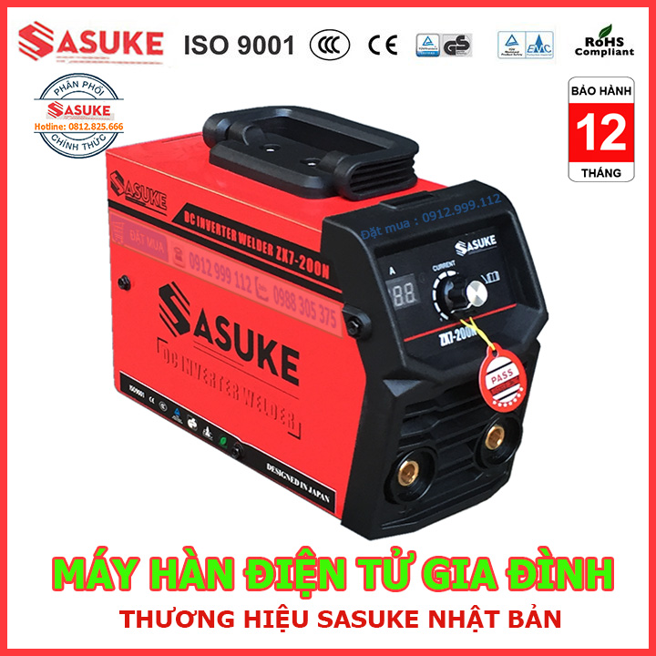 Máy Hàn Điện Tử Mini Gia Đình SASUKE ZX7-200N - Mẫu mới năm 2020 ( Có màn hình hiển thị dòng hàn và đầy đủ phụ kiện )