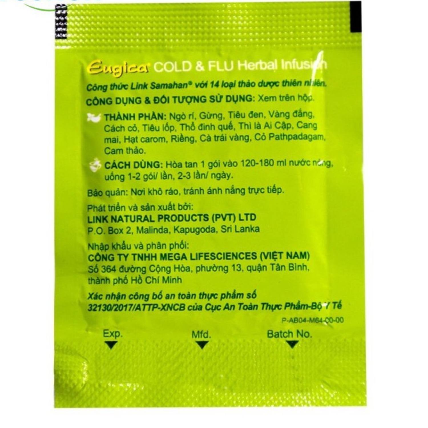 Trà Eugica Cold & Flu Herbal Infusion Hộp 10 gói
