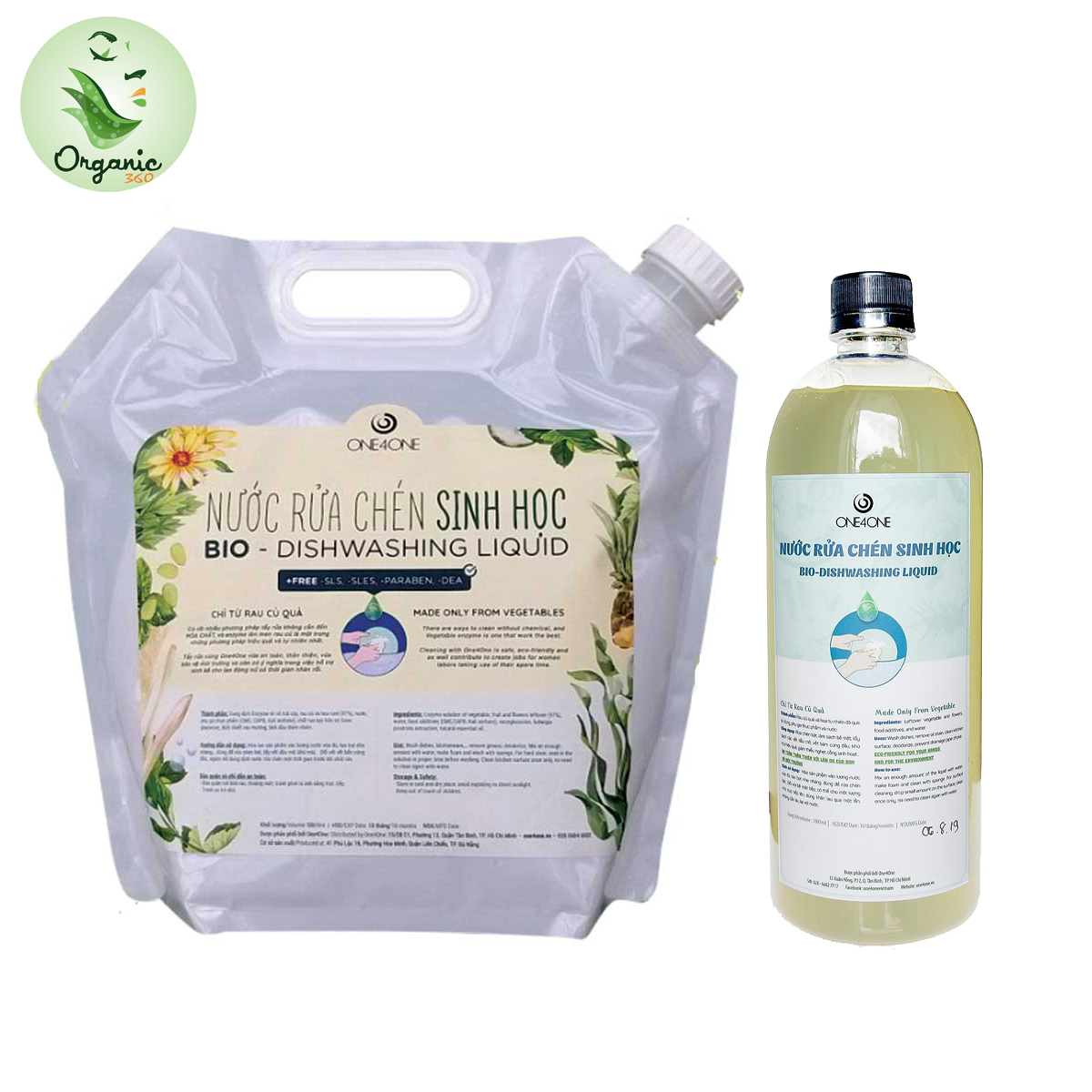 Nước rửa chén sinh học One4One 1L 4.9L