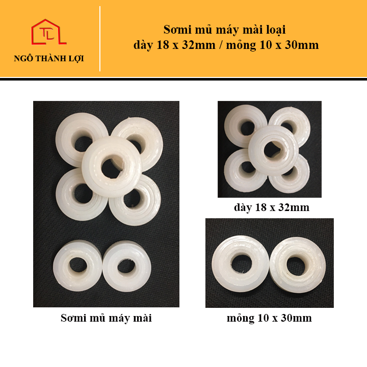 Sơ mi mủ máy mài loại dày 18 x 32mm / mỏng 10 x 30mm, sơmi gắn đá mài 2 đầu