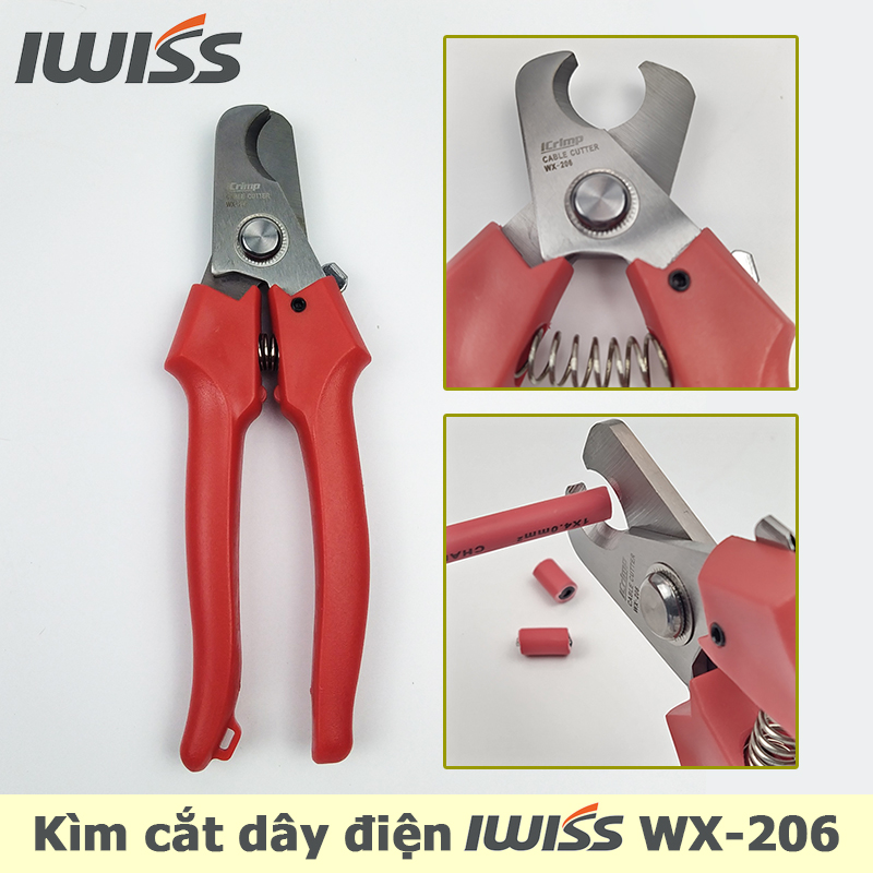 Kìm cắt dây điện IWISS WX-206 cắt dây cáp năng lượng mặt trời hàng cao cấp