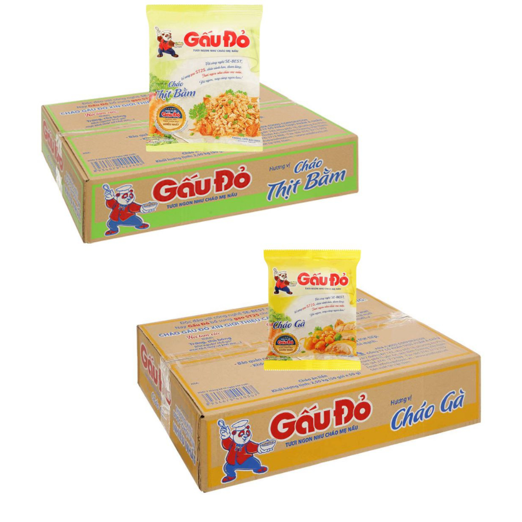 Combo 5 gói Cháo Thịt Bằm | Cháo Gà GẤU ĐỎ 50g