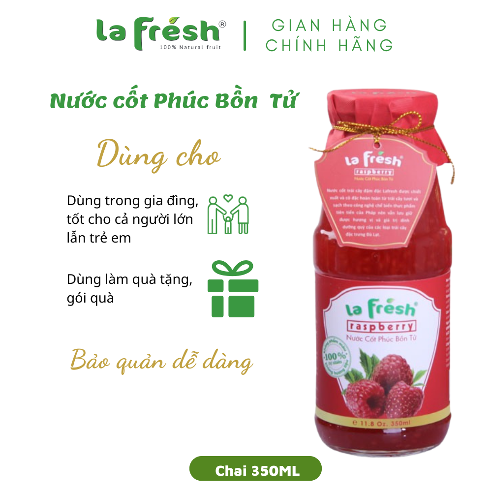 Nước Cốt Phúc Bồn Tử Lafresh Đà Lạt Chai Thủy Tinh 350ml
