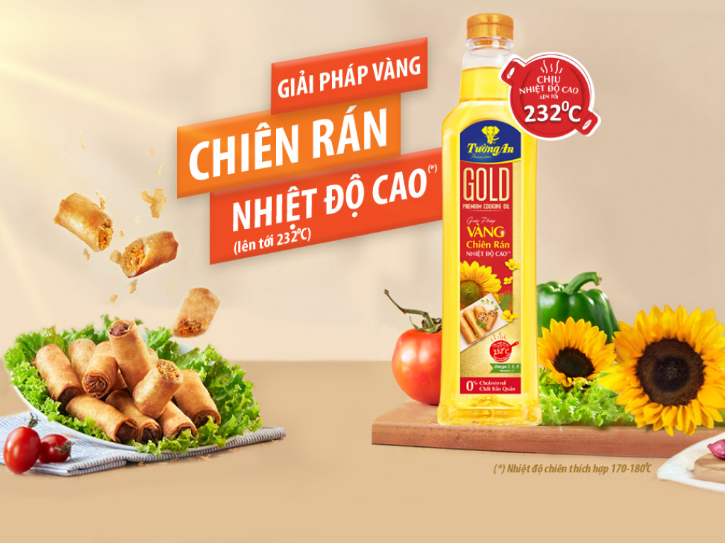 Thùng 12 chai Dầu ăn cao cấp Tường An Gold 1 lít - CTY BÁT MUỘI