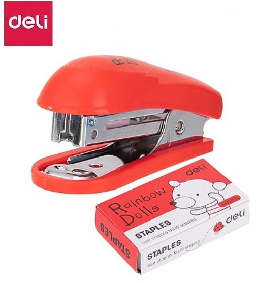 Dập ghim mini số 10 + hộp kim Deli - E0253