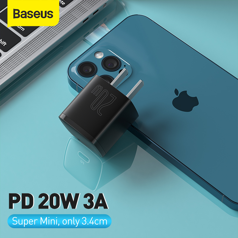 Baseus USB Type C Charger 20W Portable USB C Charger Support Type C PD Fast Charging For iPhone 12 Pro Max 11 Mini 8 Plus