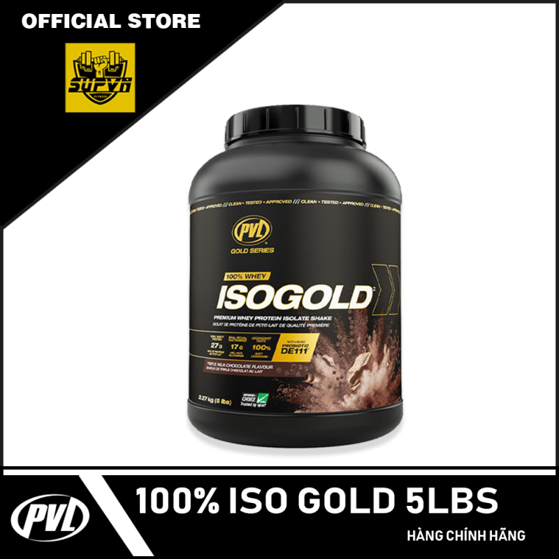 PVL ISO GOLD 5LBS - PREMIUM ISOLATE 100% WHEY PROTEIN POWDERS ISOGOLD - Sữa tăng cơ siêu tinh khiết hấp thu nhanh có Probiotic giúp tiêu hóa tốt
