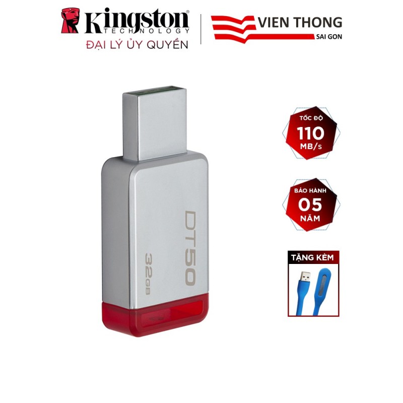 Bảng giá USB 3.1 32GB KINGSTON DT50 - Hãng Phân phối chính thức + Tặng đèn Led USB Phong Vũ
