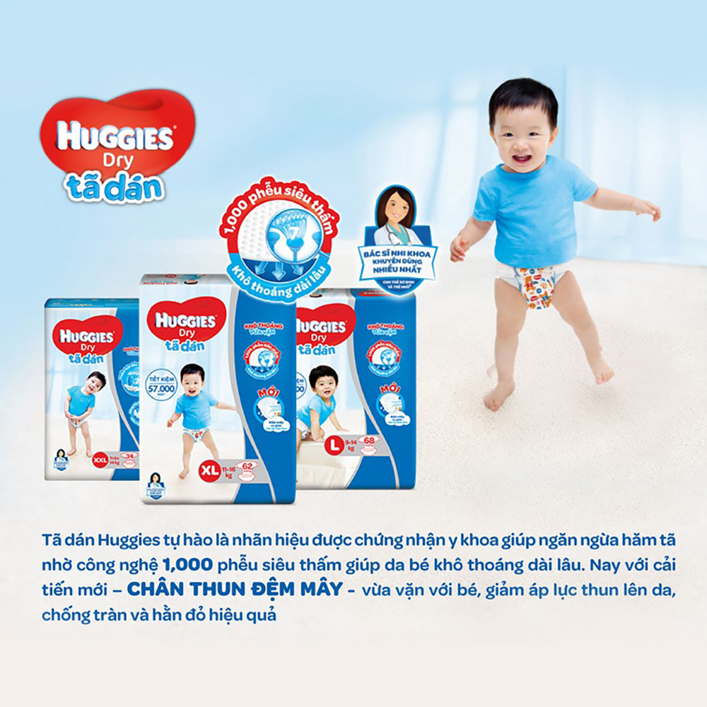 TÃ DÁN HUGGIES XXL 56 miếng (15-25kg)
