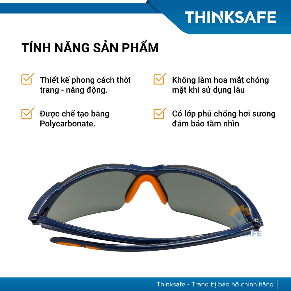 Kính bảo hộ Kings KY312 màu đen chống chói, chống tia uv, chống bụi đi đường Kính bảo vệ mắt - Thinksafe