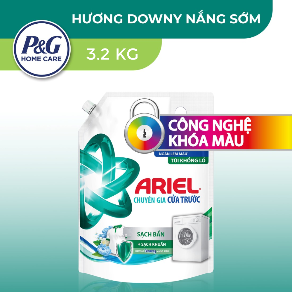 Nước Giặt ARIEL Matic Hương Thơm Đam Mê/Hương Sen Nhài/Nắng Sớm Chuyên Gia Cửa Trước Túi 3.2KG/3.05KG