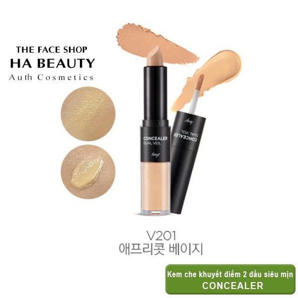 Che khuyết điểm 2 đầu che quầng thâm mụn đốm nâu tàn nhang The Face Shop fmgt Concealer Dual Veil 4.3g/3.8g