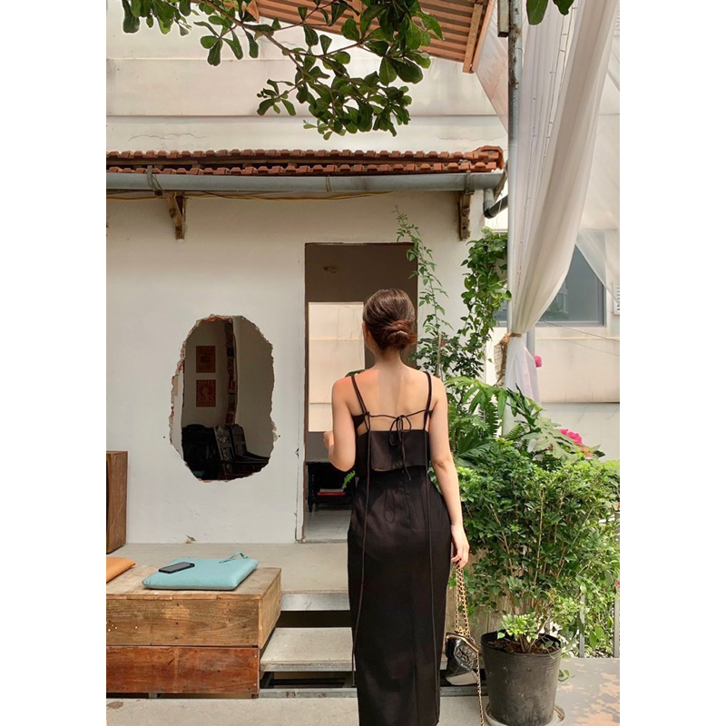 LILLIE | Set váy 2 dây đen mùa hè