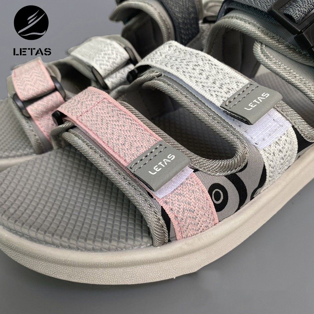 Sandal Nữ Phản Quang Letas D714 Trắng Hồng Ghi