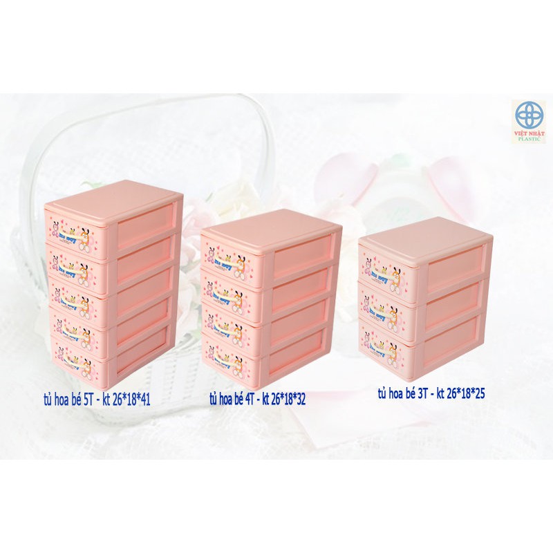 Tủ 3 tầng Việt Nhật mini hoa V3623
