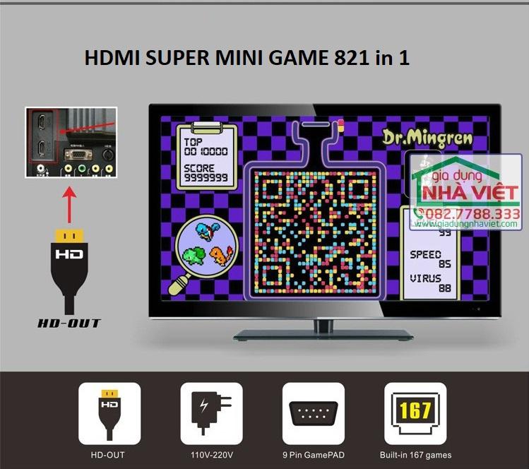 Máy chơi điện tử 4 nút Super Mini HDMI NES 821 trò chơi