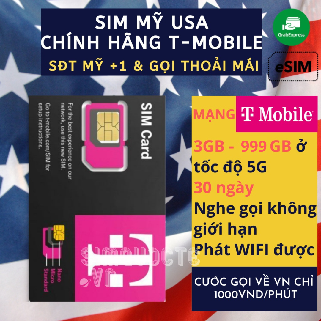 【Sim du lịch Mỹ】【Nhà mạng TMobile】【Internet tốc độ cao 4G / 5G Nghe gọi vô hạn】Sim Du Lịch InterSIM giao hoả tốc từ HCM
