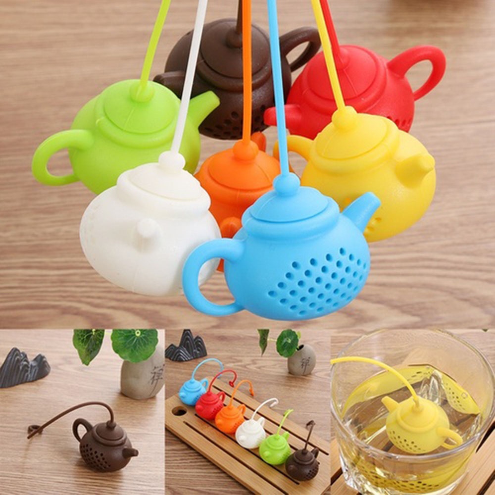1Pcs Creative Teapot Shape Tea Infuser Strainer Silicone Tea Bag Leaf Filter Diffuser Teaware Teapot Accessory Kitchen Gadget