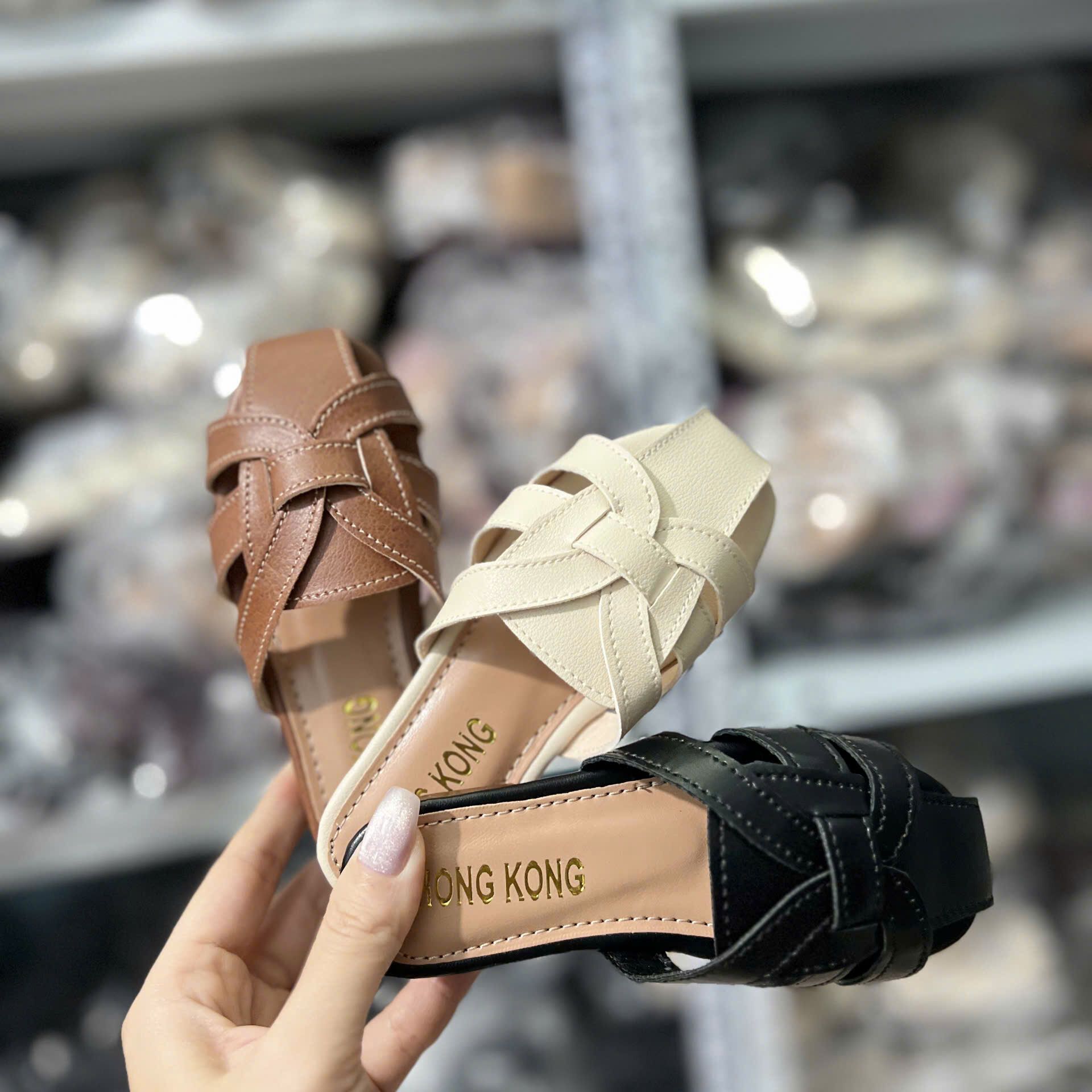 Dép Sục Dọ Đan Dây Bé Gái Sành Điệu Da PU Mềm Đế Dẻo