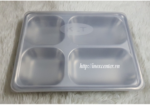 Khay cơm phần 4 ngăn sâu lòng -inox 201