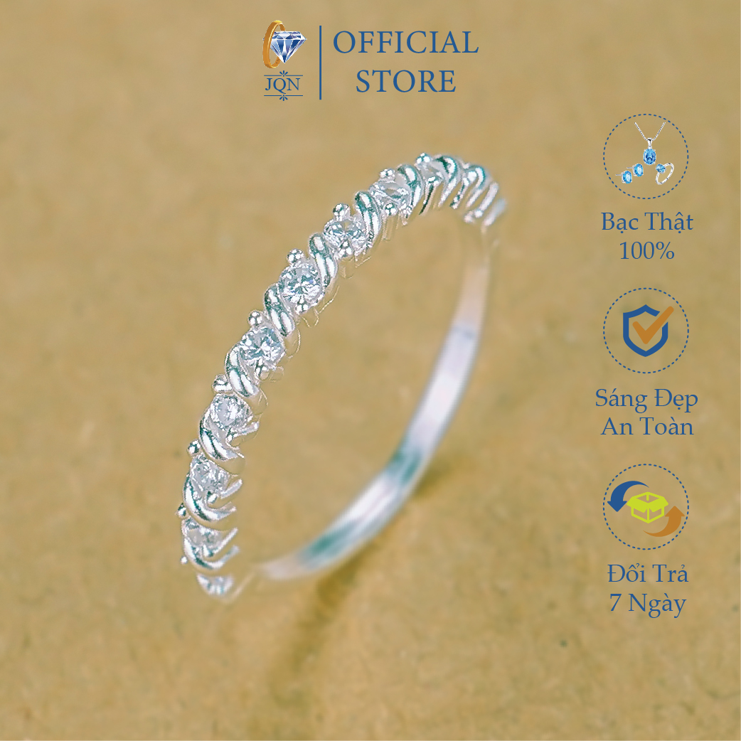 Nhẫn bạc nữ jqn mẫu nhẫn đá xoắn nhỏ xinh n10