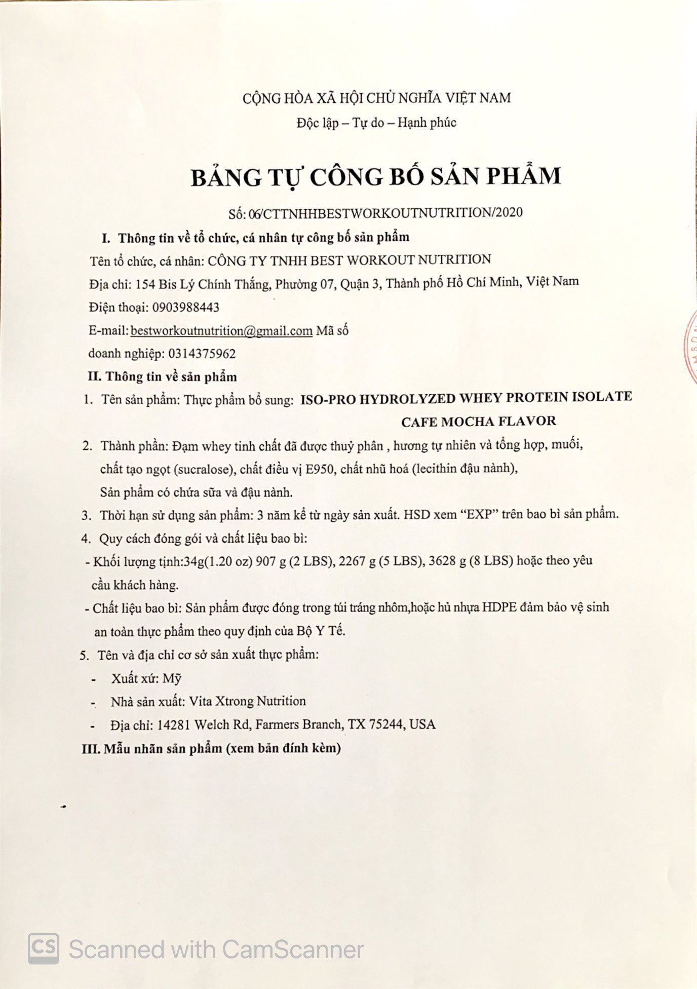 Thực Phẩm Bổ Sung Protein 100% HYDROLYZED WHEY ISOLATE VitaXtrong Iso Pro 5lbs