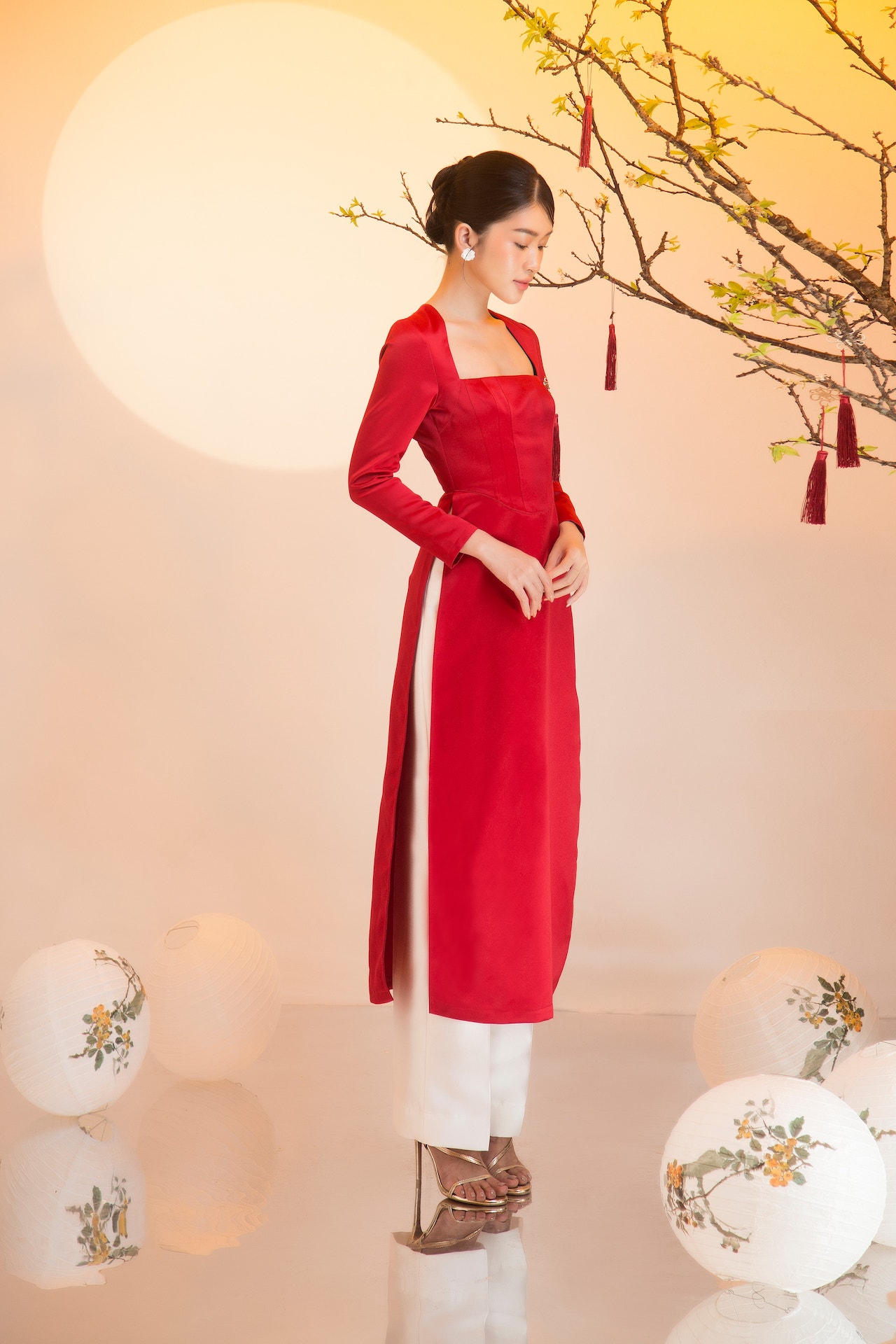 Áo Dài Hồng Khuyên - EDINI - A1486