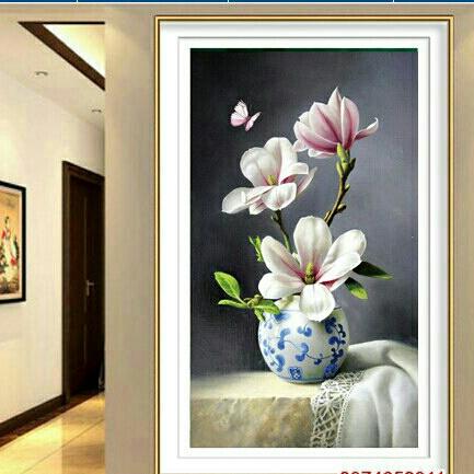 tranh đính đá BÌNH HOA ĐẸP kích thước :50×80cm