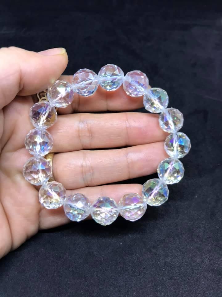 [HCM]VÒNG TAY THẠCH ANH TRẮNG CẮT GIÁC