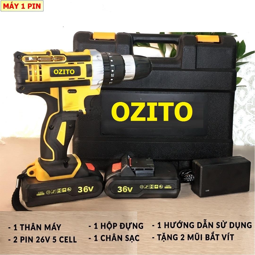 Máy khoan pin, máy khoan bê tông dùng pin ozito 36v tặng bộ mũi khoan