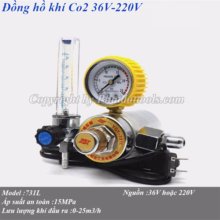 Đồng hồ sấy khí Co2 cho máy hàn MIG/MAG 36V
