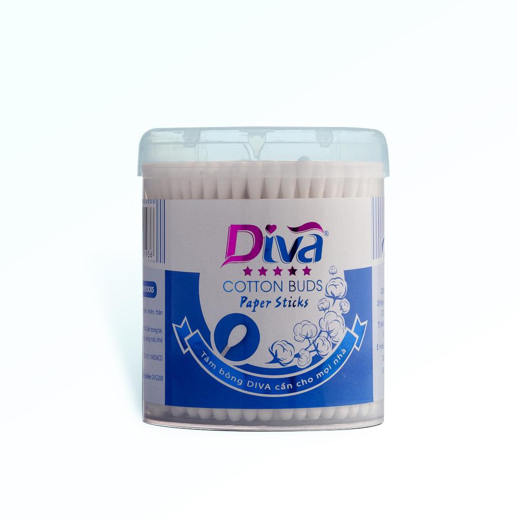 [200 que] Hộp tăm bông DIVA que giấy