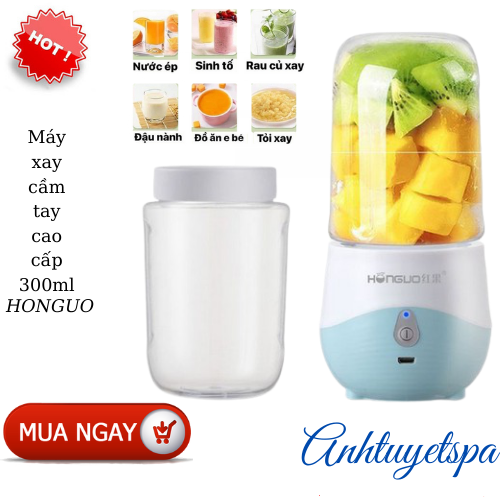 Máy xay sinh tố trái cây cầm tay cao cấp HONGUO sạc pin 300ml