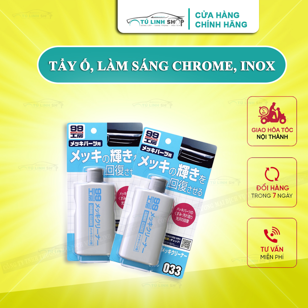 Dung dịch tẩy ố mờ chi tiết mạ Crôm Inox ô tô Chrome Cleaner - Soft99 ( Tạo độ bóng đẹp cho Chrome )