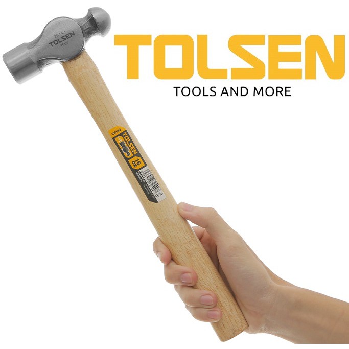 Búa đầu tròn đầu bi cán gỗ 16oz tolsen 25142