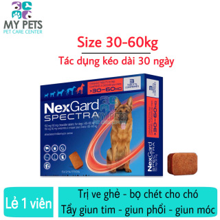 [HCM]NEXGARD SPECTRA Thuốc trị ve ghẻ bọ chét demodex tẩy giun cho chó - Lẻ 1 viên (size 30-60kg) thumbnail