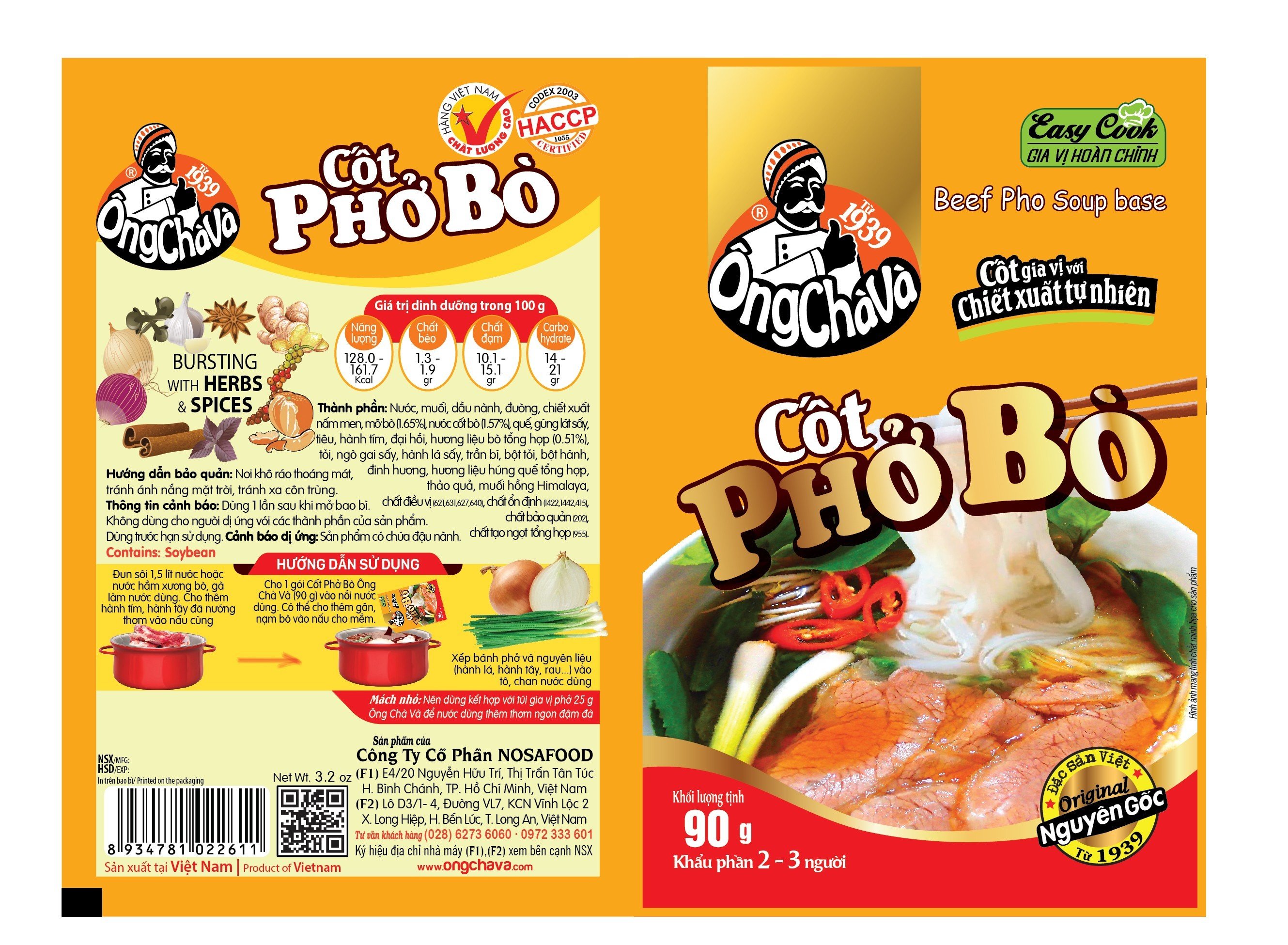 Ong Cha Va Beef Pho Soup Base 90g