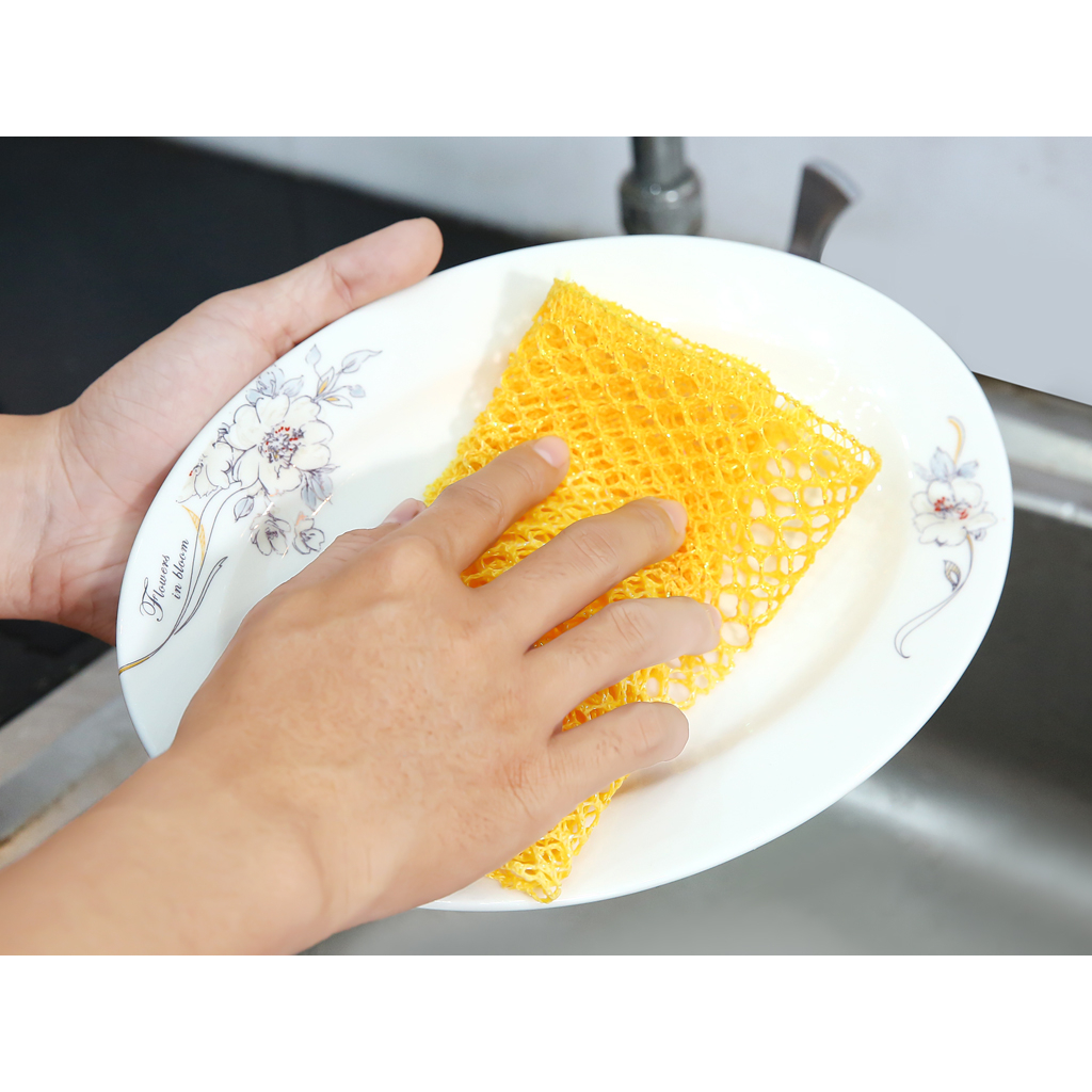 2 Miếng Giẻ Lưới Rửa Chén Bát Cao Cấp Samran Vàng Bền Gấp 10 Lần, Kích Thước To Rộng 33*31cm, Sợi Polypropylen Kết Cấu Nhám Đánh Bay Vết Bẩn Cứng Đầu, Thương Hiệu Samran Hàng Việt Nam Chất Lượng Cao - SỈ GIÁ TỐT - Tổng Kho Huy Liên