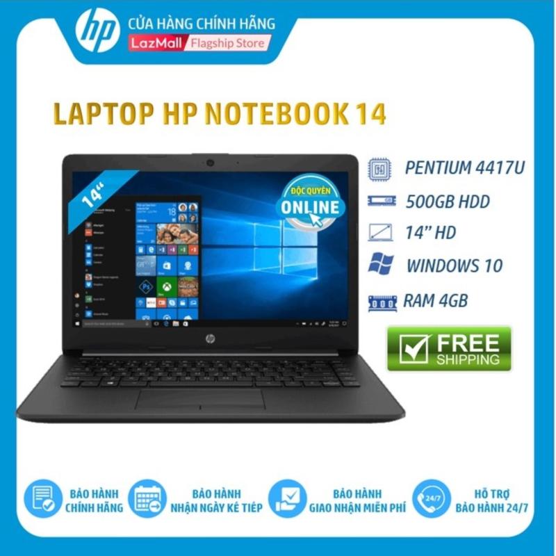 Laptop HP Notebook 14-CK0152TU (Intel Pentium Gold 4417U/4GB RAM DDR4/ 500GB HHD/ 14  HD/ WIN10 HOME/Jet black-8DT53PA) - Hàng Chính Hãng