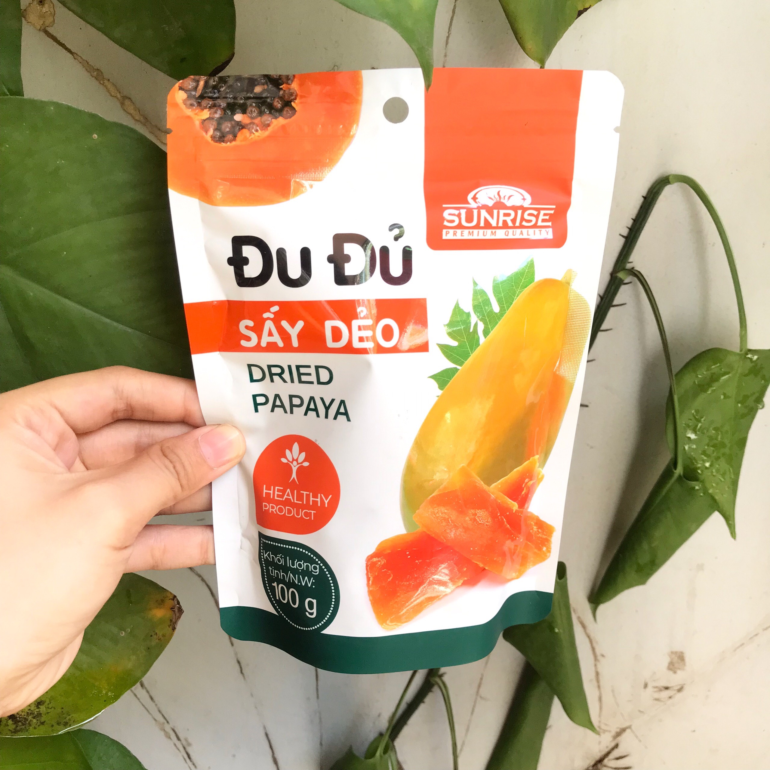 Đu Đủ Sấy Dẻo Sunrise Dried Papaya (Túi Zip 100g)
