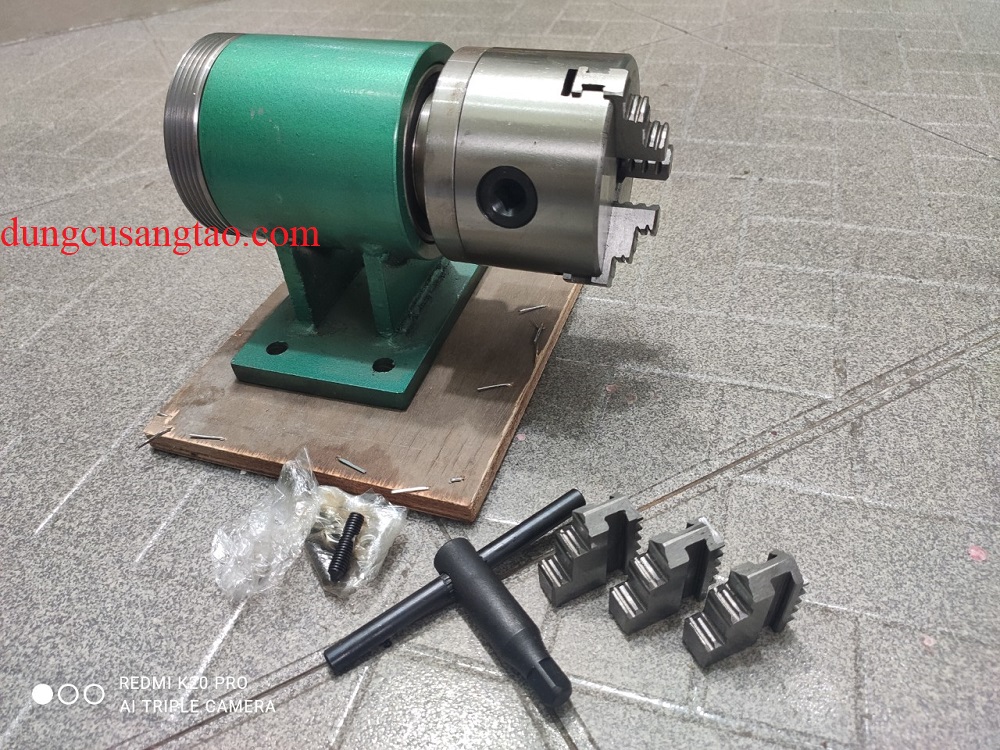 Ụ trục xoay, ụ mâm cập + mâm 3 chấu phi 80mm k11-80 chế máy tiện mini / Bộ trục xoay chế máy tiện mini