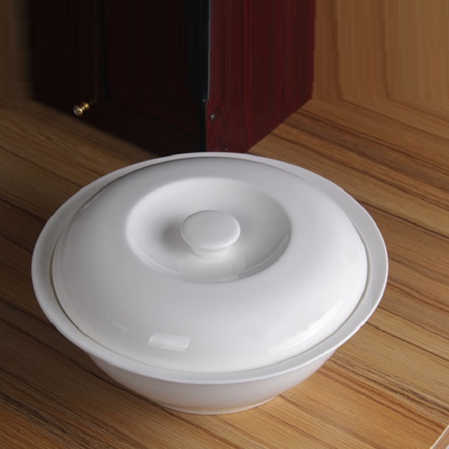 Thố sứ trắng có nắp - thố sứ trắng