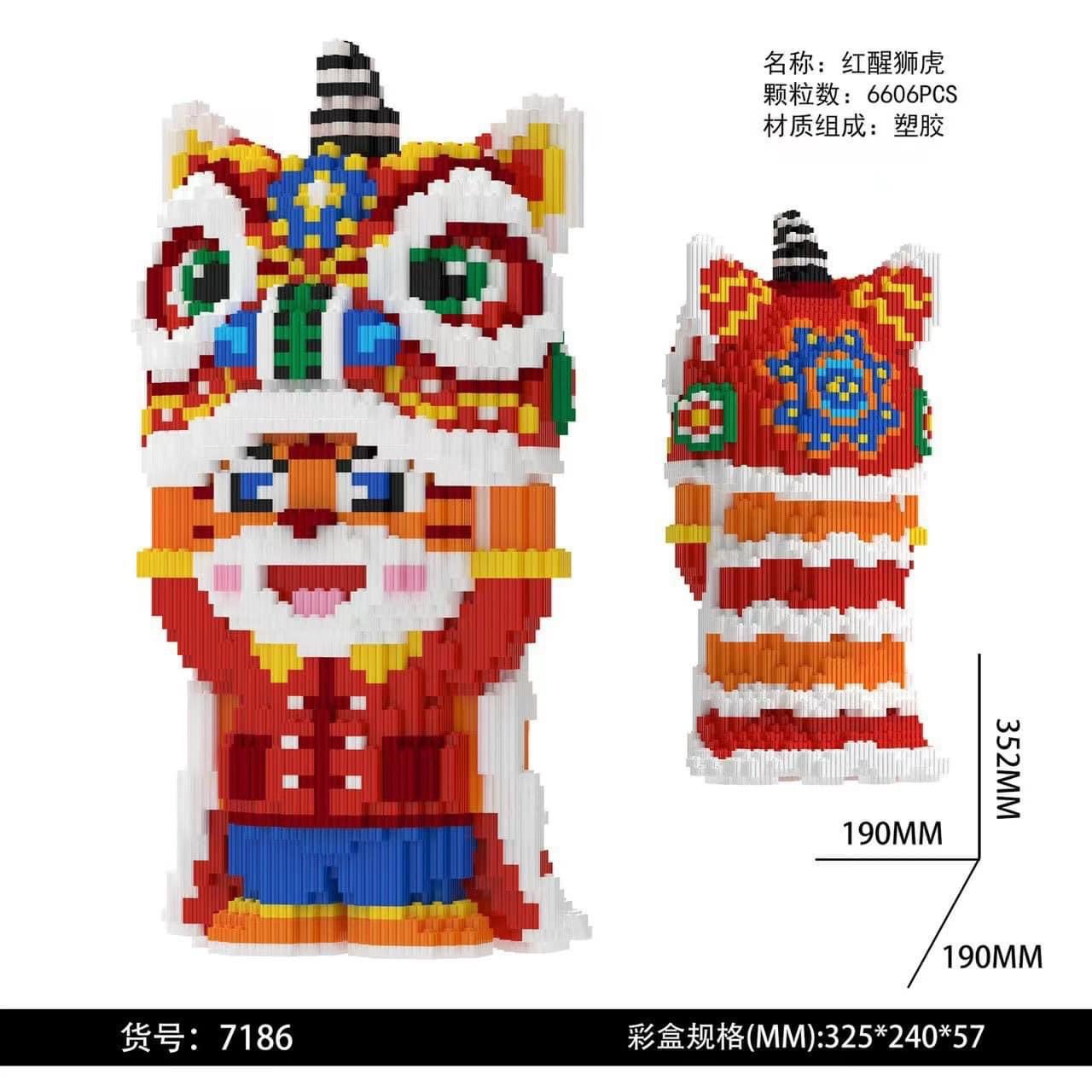 đồ chơi lắp ráp hổ đầu lân 35cm