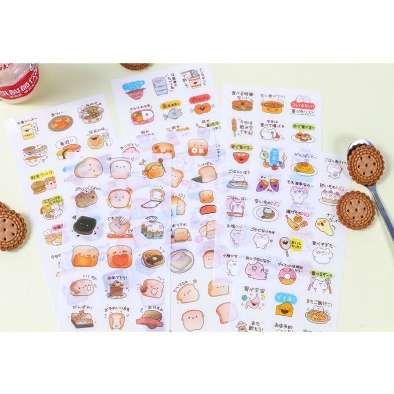 Combo 6 sticker dán mẫu đồ ăn