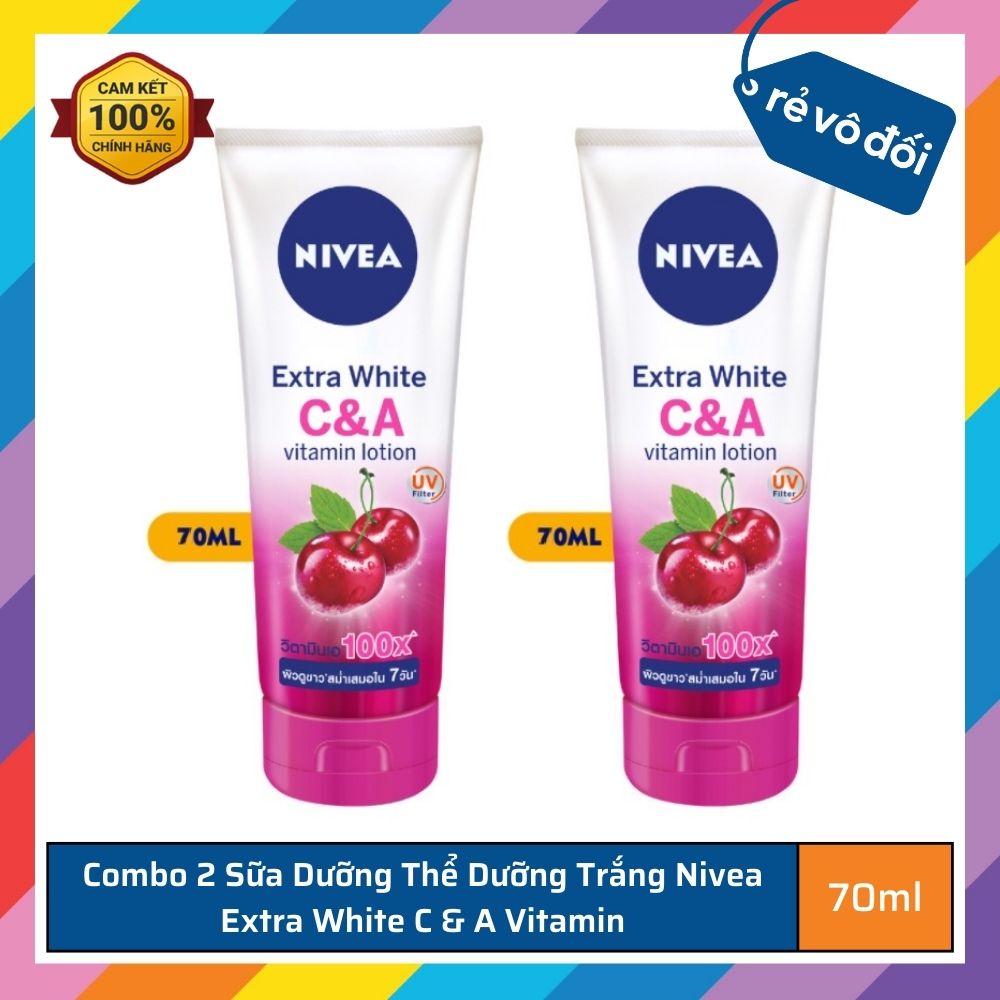 Nivea extra white vitamin C & E, C & A moisturizing body wash cream for skin cultivation 70ml-Thailand